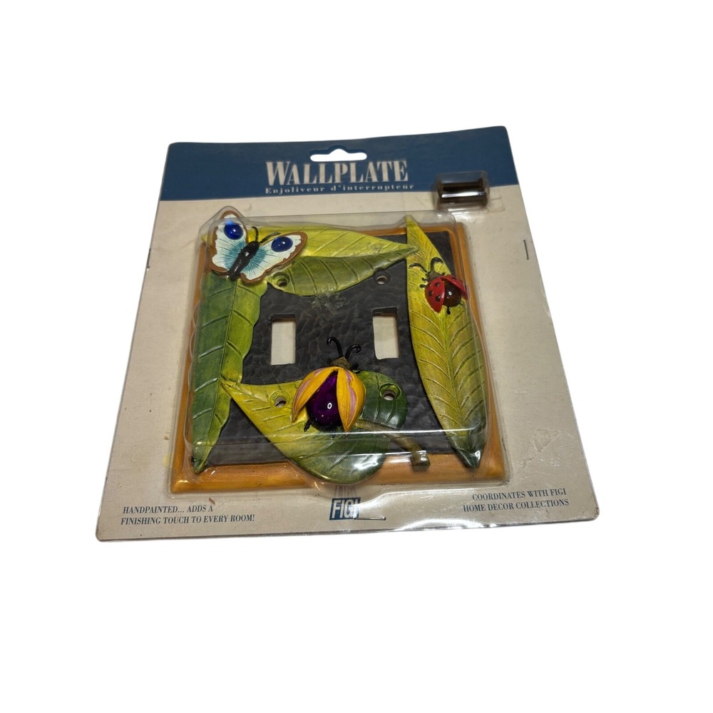 Figi Flying Colors Double Wallplate Handpainted Butterfly Ladybug SPD-FC-101